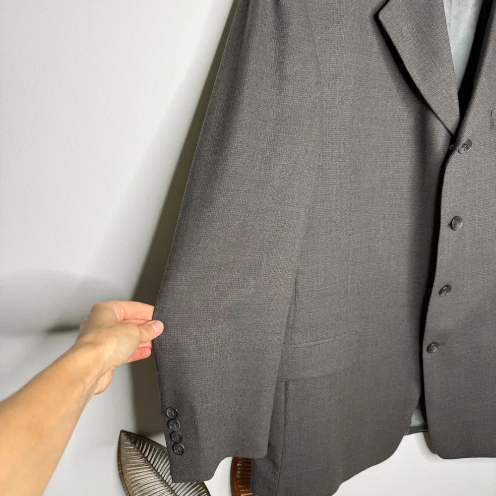 Perry Ellis‎ Mens Charcoal Gray Wool Blend 4-Button Blazer Sport Coat 42R